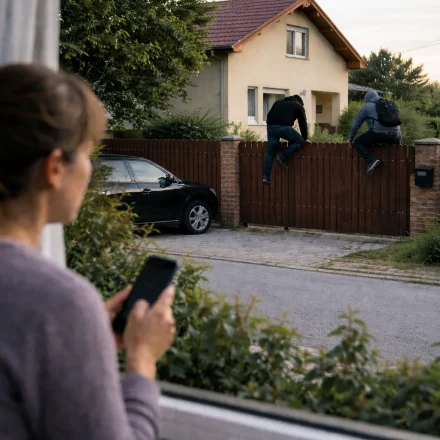 idegenek másznak át a szemben lévő ház kerítésén